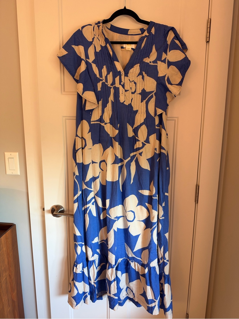 Maeve Blue and Cream Floral Maxi Dress